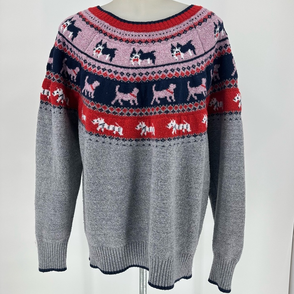 Holiday Time Dog Fair Isle Christmas Ugly Sweater XXL 20 Gray Metallic